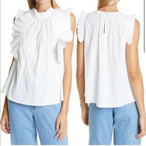 Sea New York Ruffle Crinkle Top Blouse